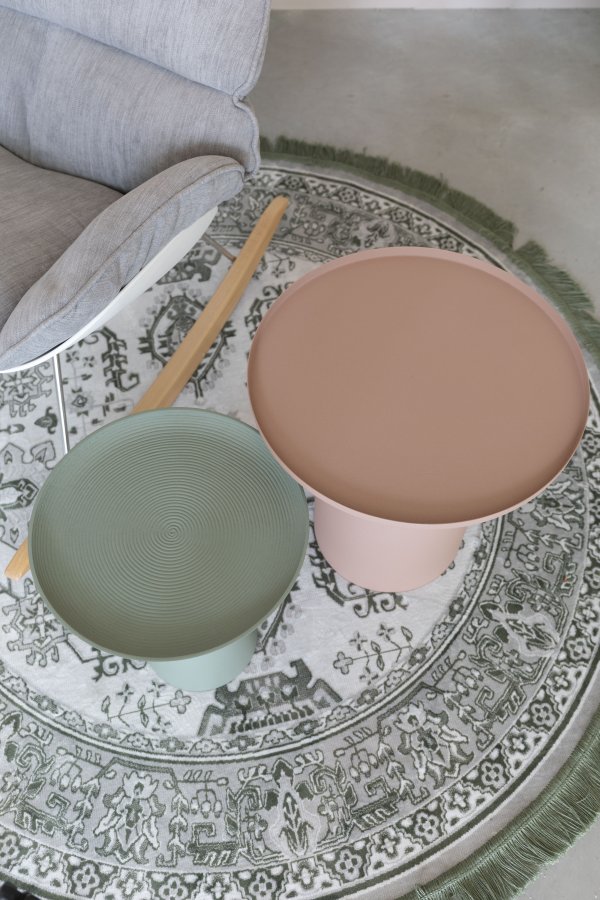 WHITE LABEL LIVING Ringar Stort sidebord, rundt - rosa metall (39,5)