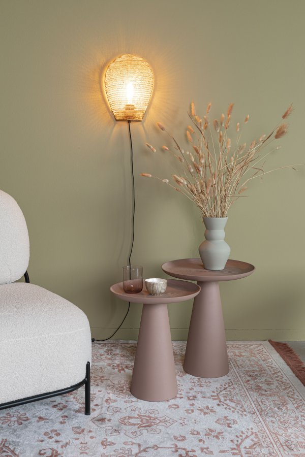 WHITE LABEL LIVING Ringar Medium sidebord, rundt - rosa metall (34,5)