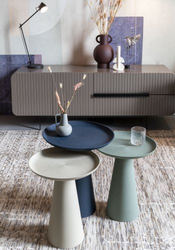 WHITE LABEL LIVING Ringar Medium sidebord, rundt - elfenben metall (34,5)