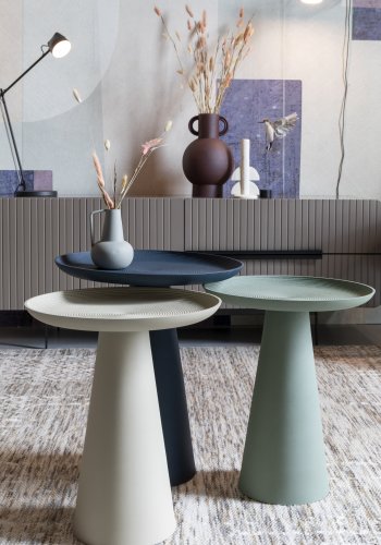 WHITE LABEL LIVING Ringar Medium sidebord, rundt - grnt metall (34,5)