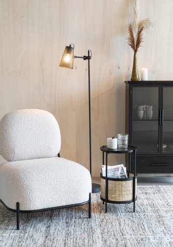 WHITE LABEL LIVING Makoto sidebord, m kurv - rotting og sort ask finer/metall (30)