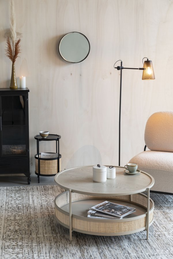 WHITE LABEL LIVING Makoto sidebord, m kurv - rotting og sort ask finer/metall (30)