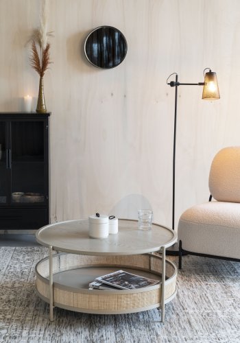 WHITE LABEL LIVING Makoto salongbord, m kurv - rotting og sandaskefiner/metall (80)