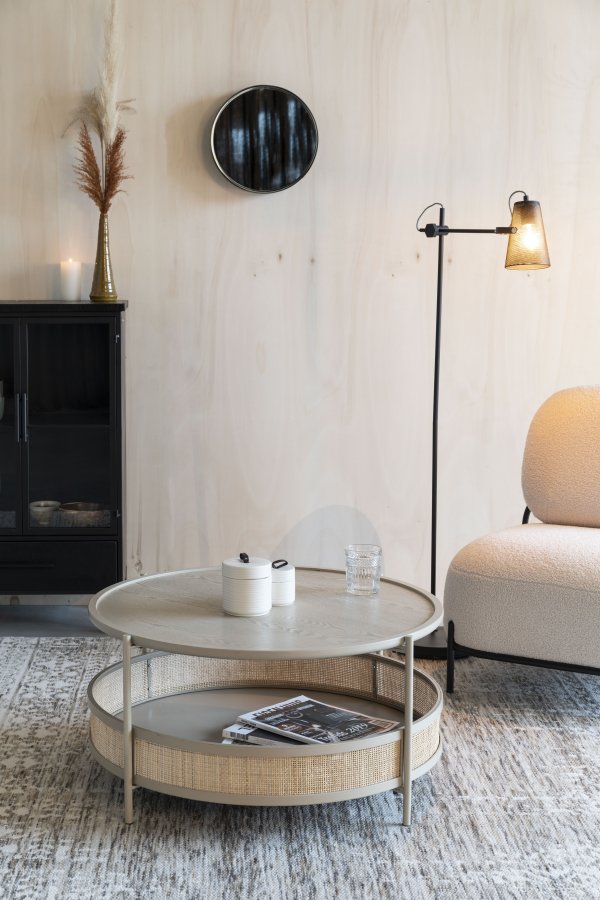 WHITE LABEL LIVING Makoto salongbord, m kurv - rotting og sandaskefiner/metall (80)