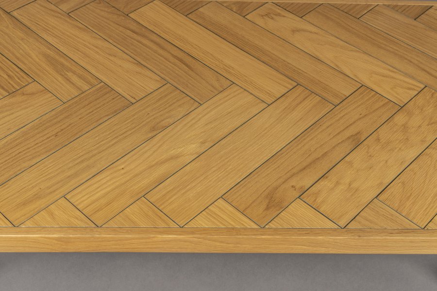 DUTCHBONE Class salongbord, fiskebein, rektangulrt - naturlig eik og sort stl (120x60)