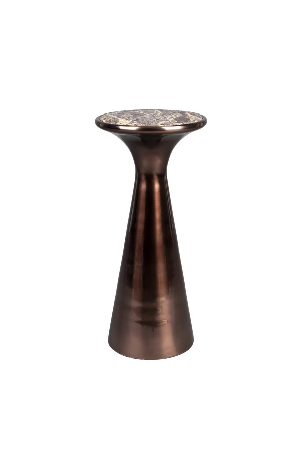 DUTCHBONE Mount sidebord S, rundt - brun marmor og brun aluminium (25)