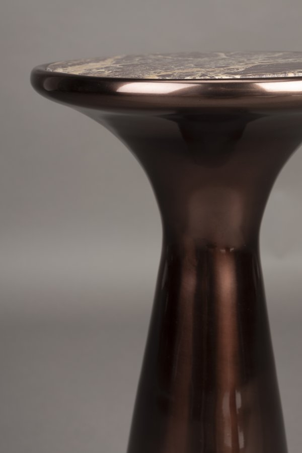 DUTCHBONE Mount sidebord S, rundt - brun marmor og brun aluminium (25)