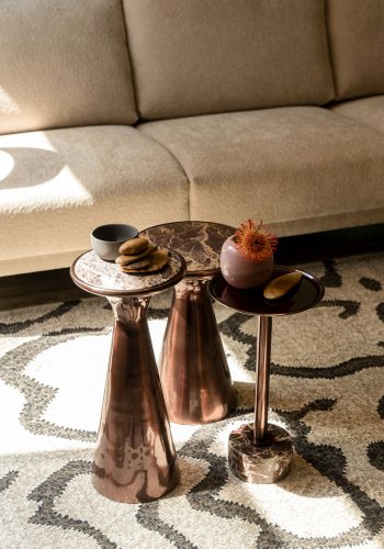 DUTCHBONE Mount sidebord S, rundt - brun marmor og brun aluminium (25)