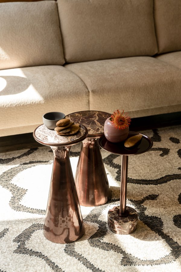 DUTCHBONE Mount sidebord S, rundt - brun marmor og brun aluminium (25)