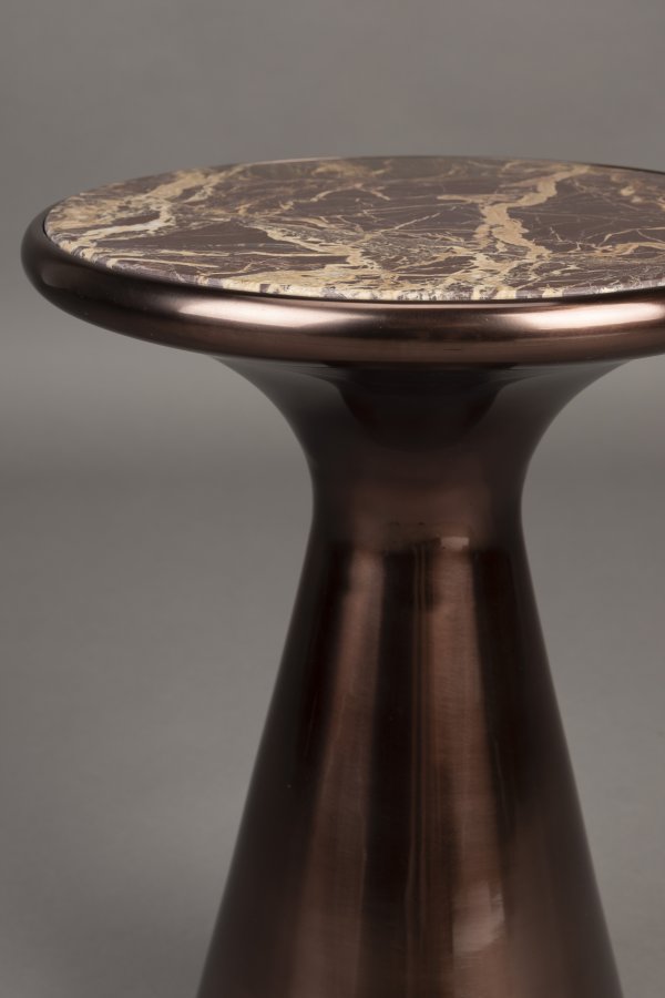 DUTCHBONE Mount Beistelltisch M, rund – brauner Marmor und braunes Aluminium (32,5)