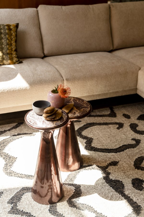 DUTCHBONE Mount Beistelltisch M, rund – brauner Marmor und braunes Aluminium (32,5)