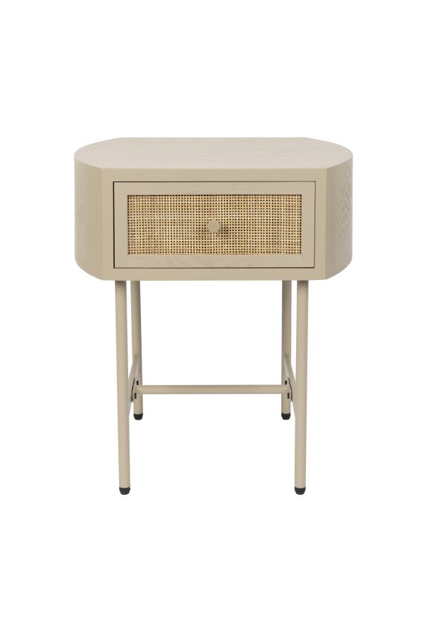 WHITE LABEL LIVING Amaya sidebord, m. 1 skuff - beige tre og metall (48x38)