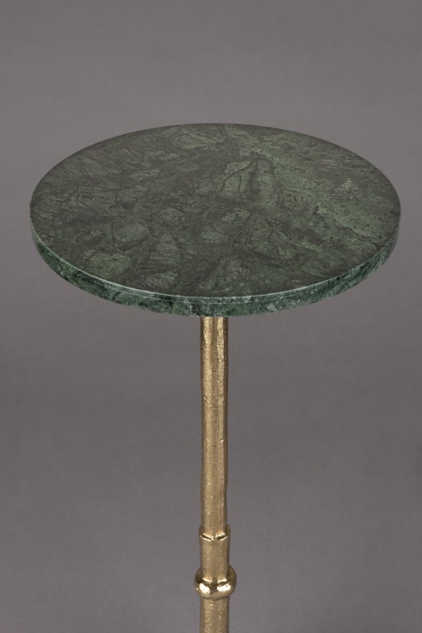 DUTCHBONE Everest Beistelltisch, rund – grüner Marmor und Messing-Aluminium (25)