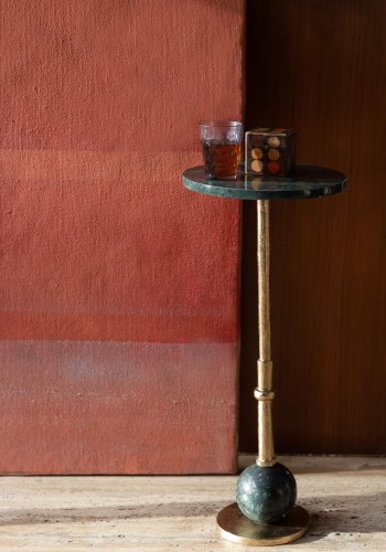 DUTCHBONE Everest Beistelltisch, rund – grüner Marmor und Messing-Aluminium (25)