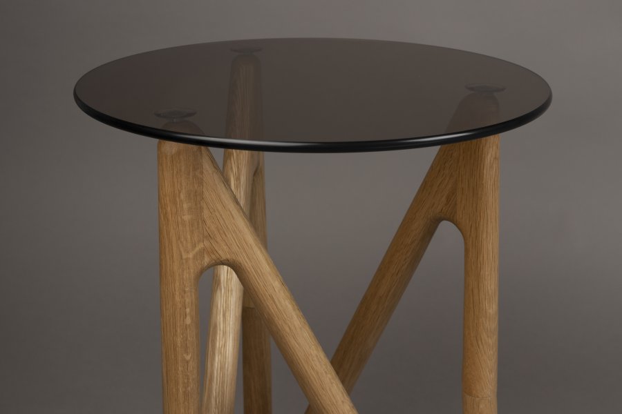 DUTCHBONE Naia sidebord, rundt - rkt glass og naturlig eik (40)