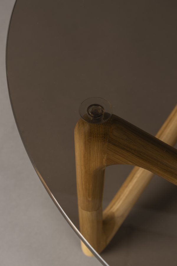 DUTCHBONE Naia salongbord, rundt - rkt glass og naturlig eik (80)