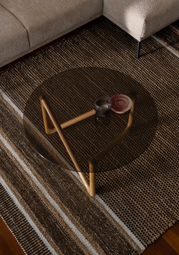 DUTCHBONE Naia salongbord, rundt - rkt glass og naturlig eik (80)