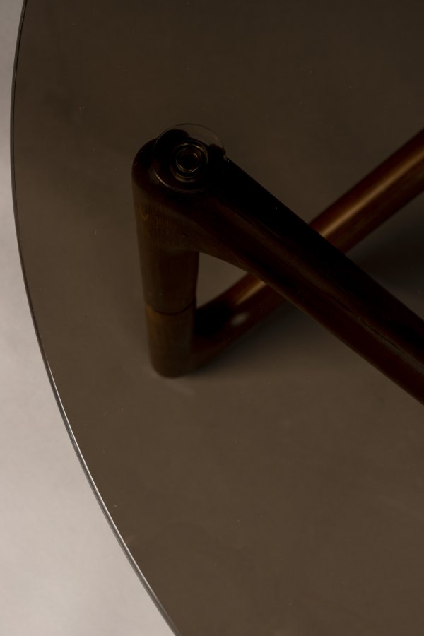 DUTCHBONE Naia salongbord, rundt - rkt glass og valnttfarget eik (80)