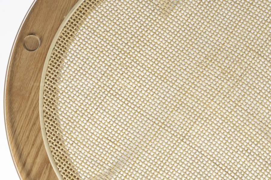 WHITE LABEL LIVING Haru sidebord, rundt - glass og naturlig eik (45)