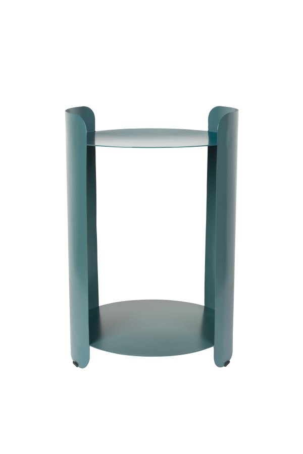 DUTCHBONE Navagio sidebord, m. 1 hylle, rund - bltt metall (31)