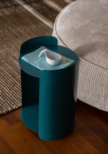 DUTCHBONE Navagio sidebord, m. 1 hylle, rund - bltt metall (31)