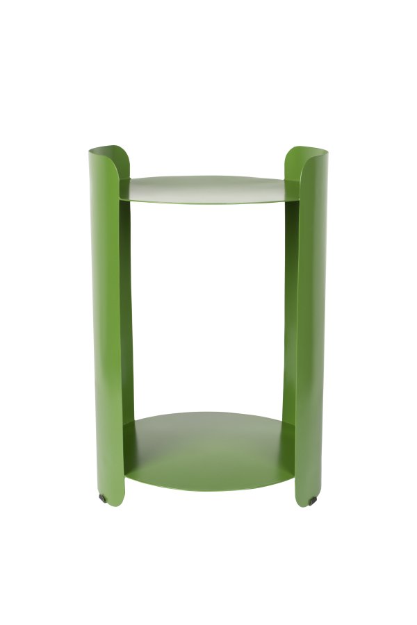 DUTCHBONE Navagio sidebord, m. 1 hylle, rund - grnt metall (31)