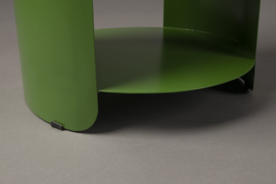 DUTCHBONE Navagio sidebord, m. 1 hylle, rund - grnt metall (31)