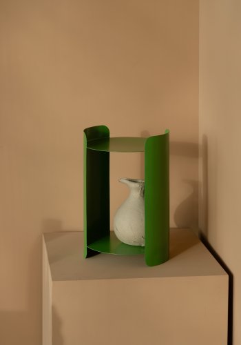 DUTCHBONE Navagio sidebord, m. 1 hylle, rund - grnt metall (31)