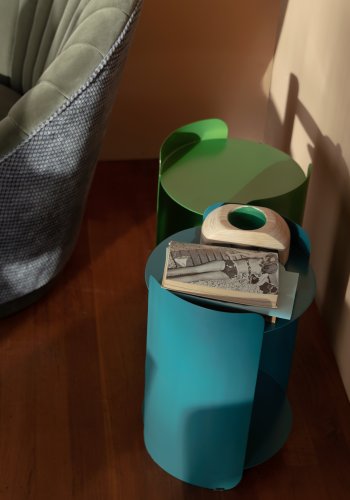 DUTCHBONE Navagio sidebord, m. 1 hylle, rund - grnt metall (31)