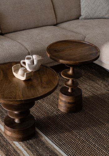 DUTCHBONE Cath Couchtisch, rund – walnussfarbenes Mangoholz (66)