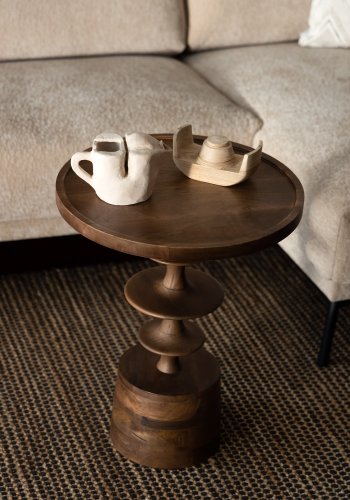 DUTCHBONE Cath Beistelltisch, rund – walnussfarbenes Mangoholz (46)