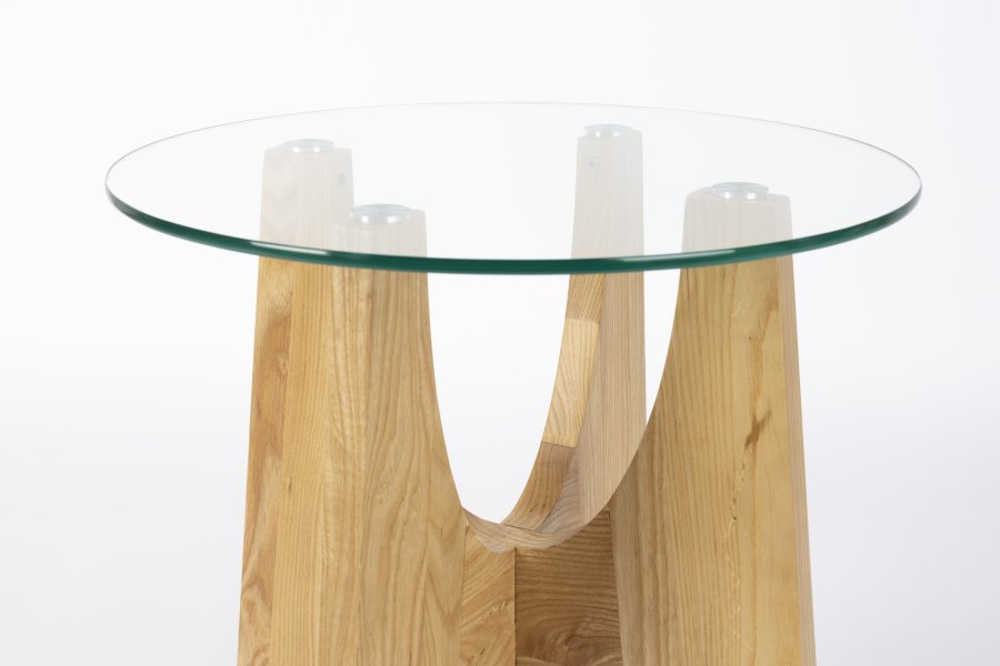 ZUIVER Kobe sidebord, rundt - glass og naturlig ask (45)