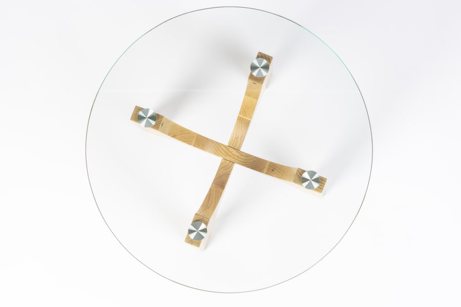 ZUIVER Kobe sidebord, rundt - glass og naturlig ask (45)