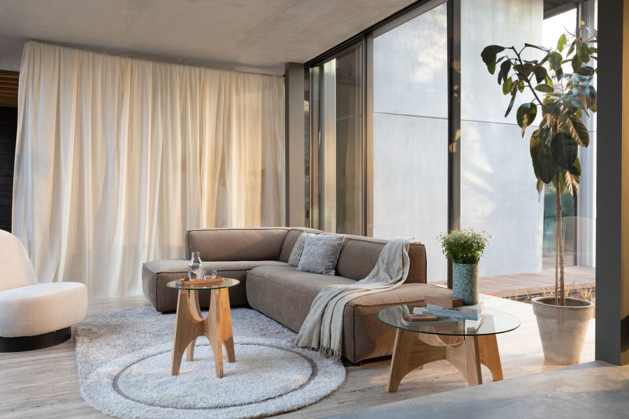 ZUIVER Kobe sidebord, rundt - glass og naturlig ask (45)