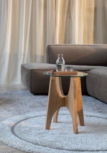 ZUIVER Kobe sidebord, rundt - glass og naturlig ask (45)