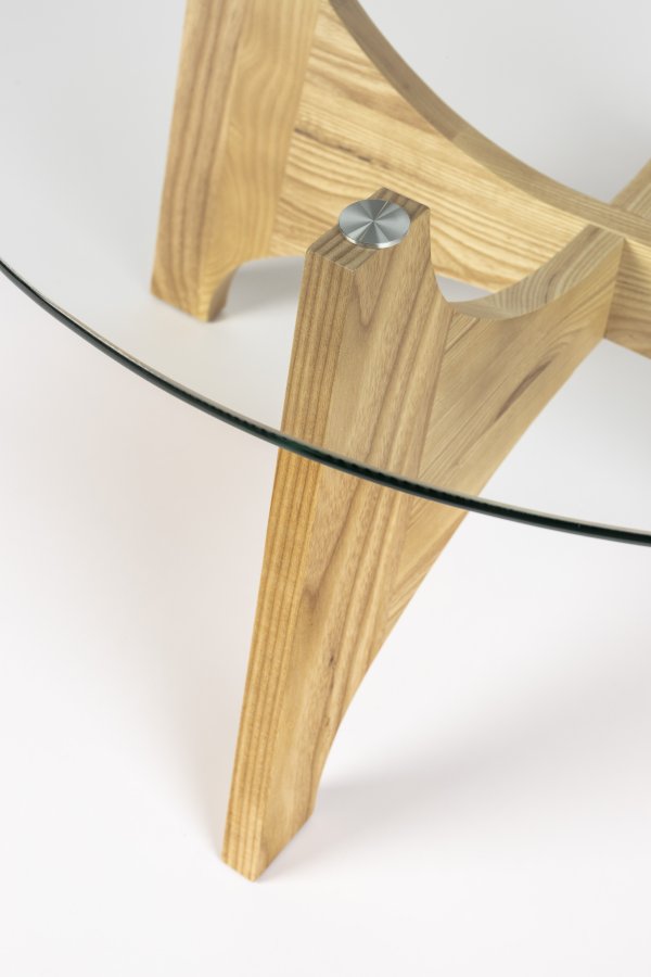 ZUIVER Kobe salongbord, rundt - glass og naturlig ask (80)