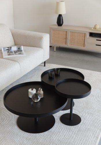 WHITE LABEL LIVING Yuri S sidebord, rundt - svart eikefiner og svart jern (40)