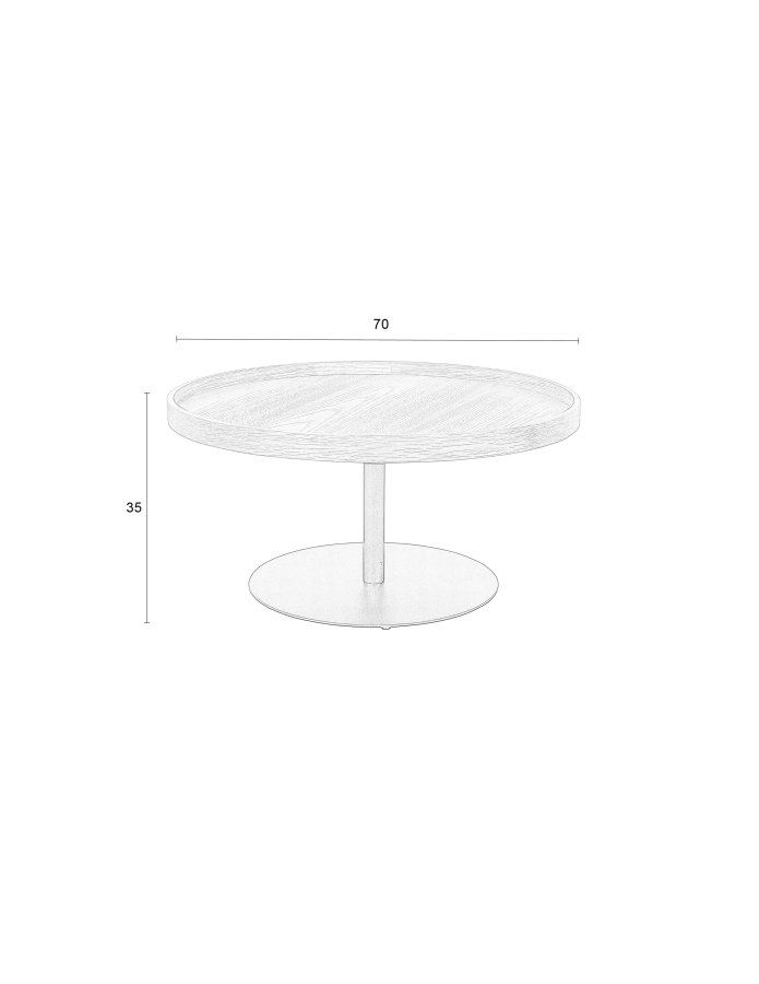 WHITE LABEL LIVING Yuri L sidebord, rundt - naturlig eikefiner og svart jern (70)