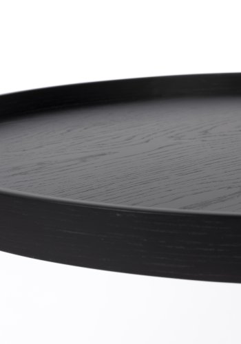  White Label Living  WHITE LABEL LIVING Yuri L sidebord, rund - sort egefinér og sort jern (70)