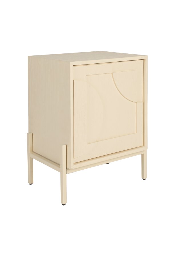 ZUIVER Faces sidebord, m. 1 dr og 1 hylle - beige eik og jern (45x35)