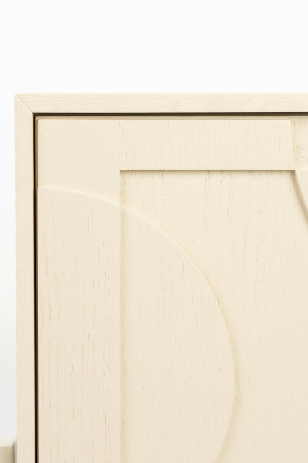 ZUIVER Faces sidebord, m. 1 dr og 1 hylle - beige eik og jern (45x35)