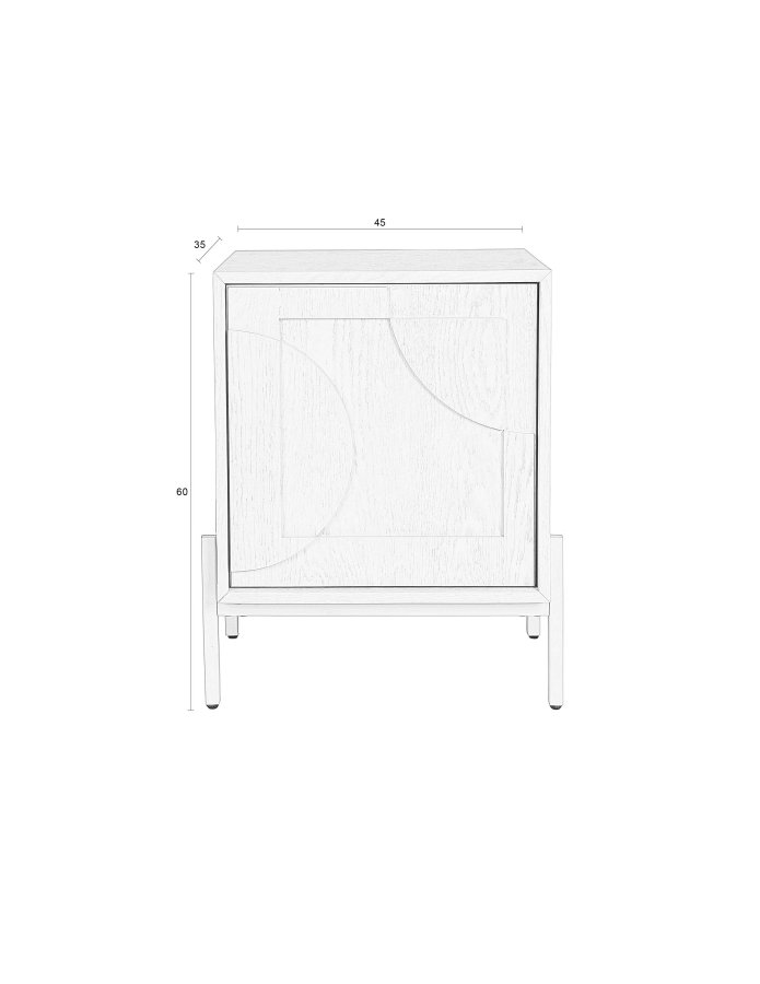 ZUIVER Faces sidebord, m. 1 dr og 1 hylle - beige eik og jern (45x35)