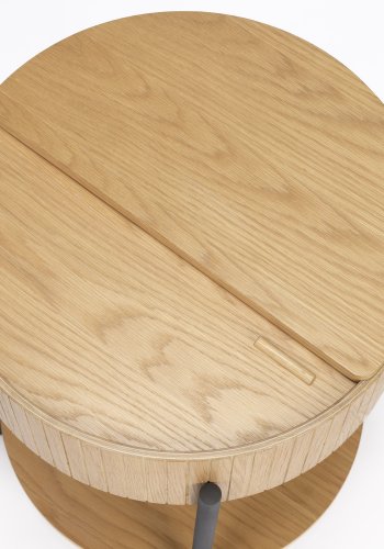 ZUIVER Slides sidebord, m. 1 rom og 1 hylle - naturlig eikefiner og svart metall (45)