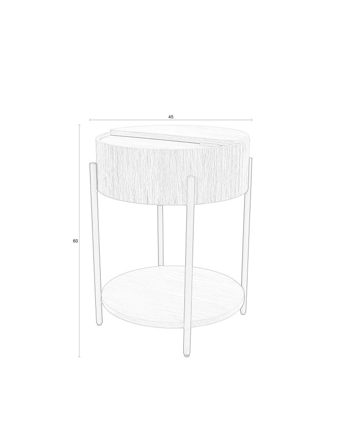 ZUIVER Slides sidebord, m. 1 rom og 1 hylle - naturlig eikefiner og svart metall (45)