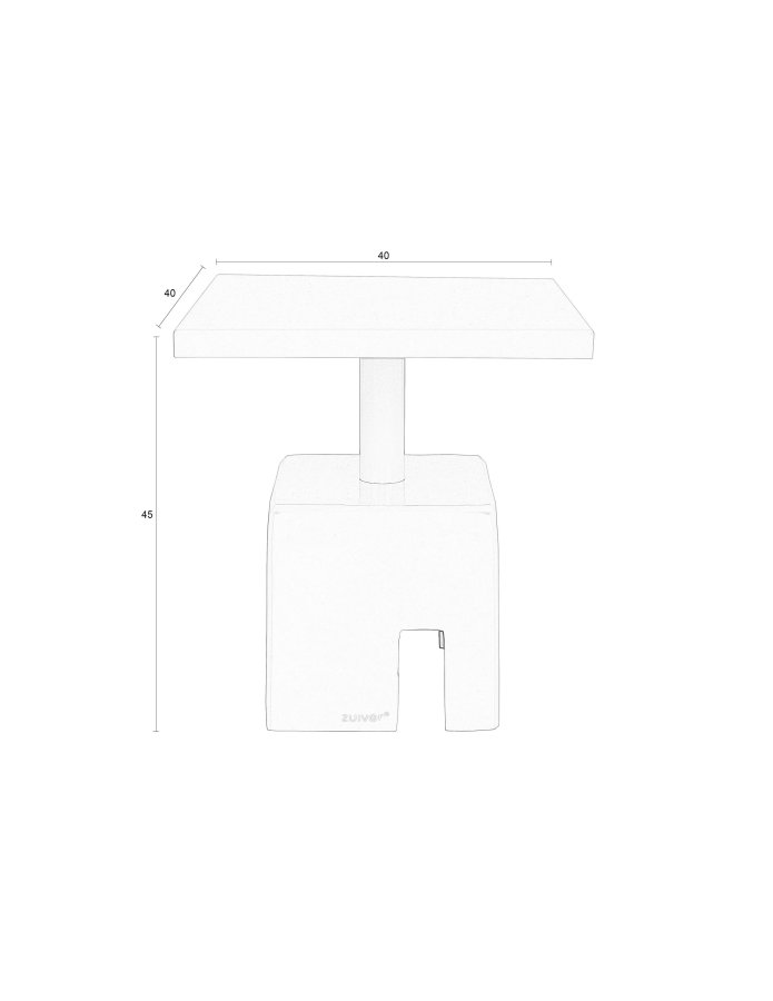ZUIVER Chubby sidebord, firkantet - steingrnt jern (40x40)