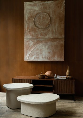 DUTCHBONE Veda salongbord, kologisk - beige resirkulert marmor (74x49)