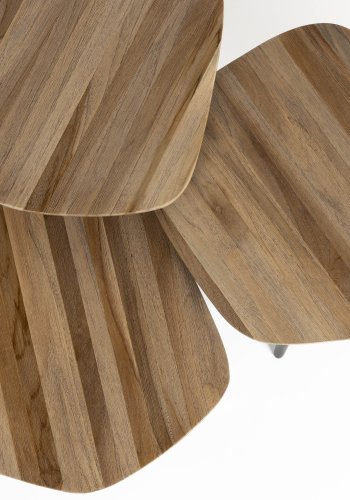 WHITE LABEL LIVING Cuties salongbord - brun teakfiner og svart jern (sett med 3)