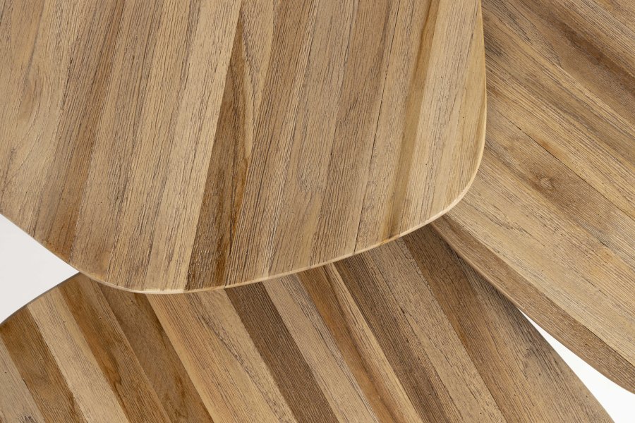 WHITE LABEL LIVING Cuties salongbord - brun teakfiner og svart jern (sett med 3)