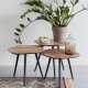 WHITE LABEL LIVING Cuties salongbord - brun teakfiner og svart jern (sett med 3)