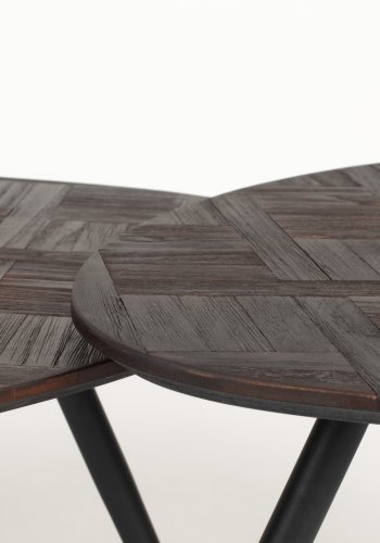 WHITE LABEL LIVING Pion salongbord - brun teakfiner og svart jern (sett med 2)